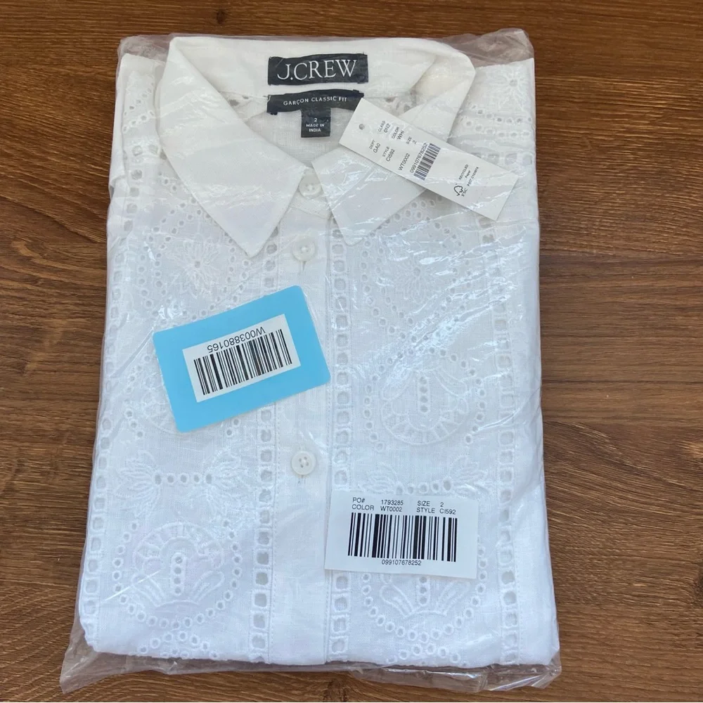 J. Crew - Garçon classic shirt in eyelet linen - Size 2 - Item Cl592 - NWT - Picture 7 of 10